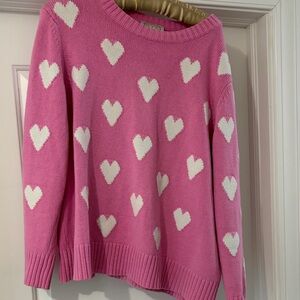 Sail to Sable Pink and White Heart Sweater